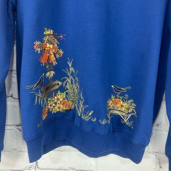 Alfred Dunner fall harvest, pumpkin vintage navy blue sweatshirt Halloween small - Picture 2 of 8